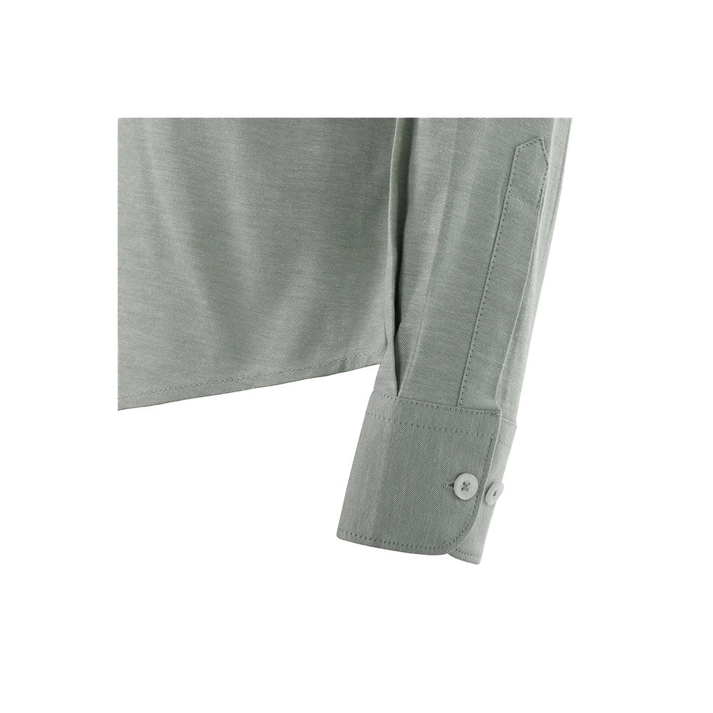 VL PRITHVI WOMEN promotional corporate shirt in green (detail view) with custom logo branding
