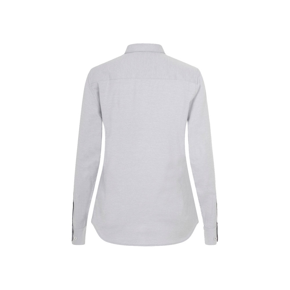 VL PRITHVI WOMEN promotional corporate shirt in light grey (detail view) with custom logo branding