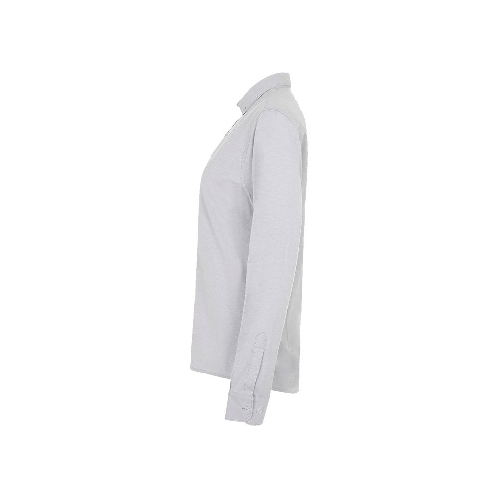 VL PRITHVI WOMEN promotional corporate shirt in light grey (detail view) with custom logo branding