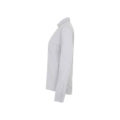 VL PRITHVI WOMEN promotional corporate shirt in light grey (detail view) with custom logo branding