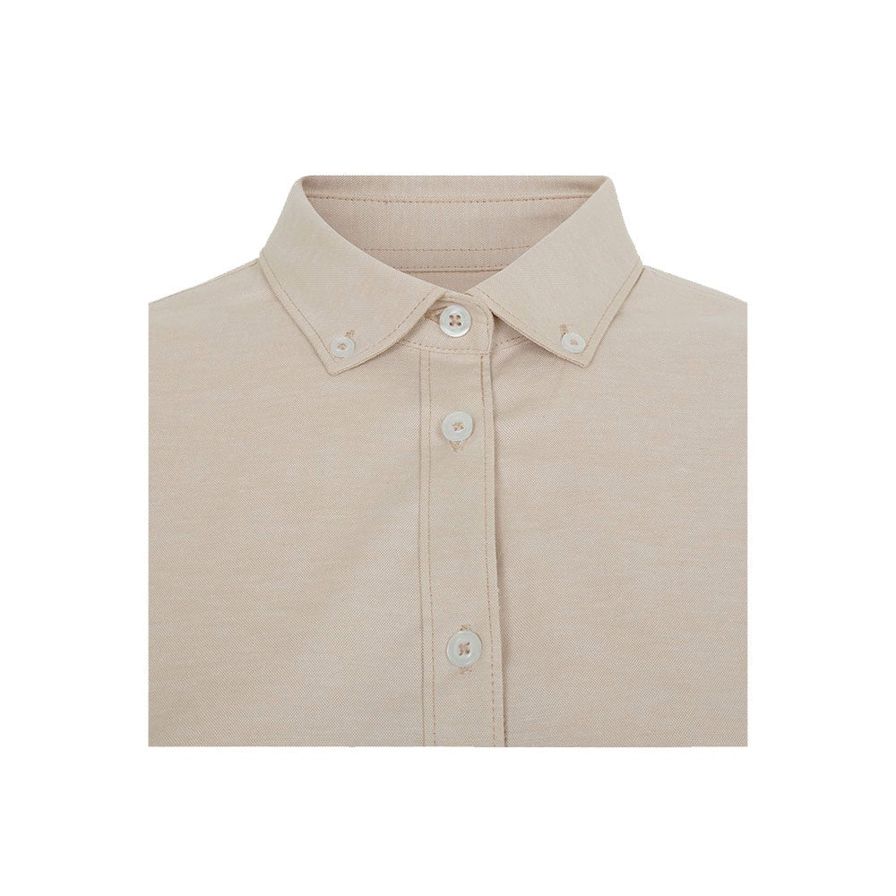 VL PRITHVI WOMEN promotional corporate shirt in light natural (detail view) with custom logo branding