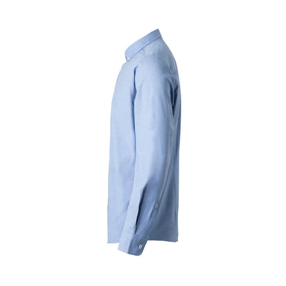 VL PRITHVI MAN promotional corporate shirt in blue (detail view) with custom logo branding