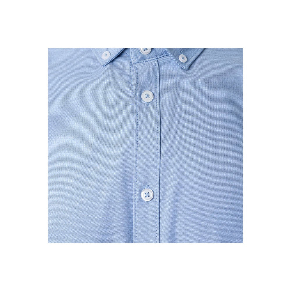VL PRITHVI MAN promotional corporate shirt in blue (detail view) with custom logo branding