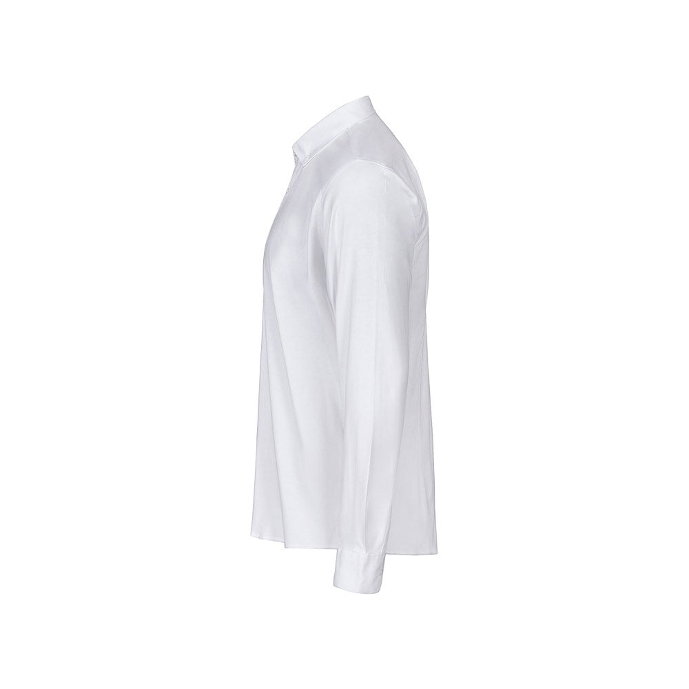 VL PRITHVI MAN promotional corporate shirt in white (detail view) with custom logo branding