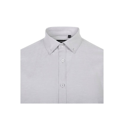VL PRITHVI MAN promotional corporate shirt in light grey (detail view) with custom logo branding