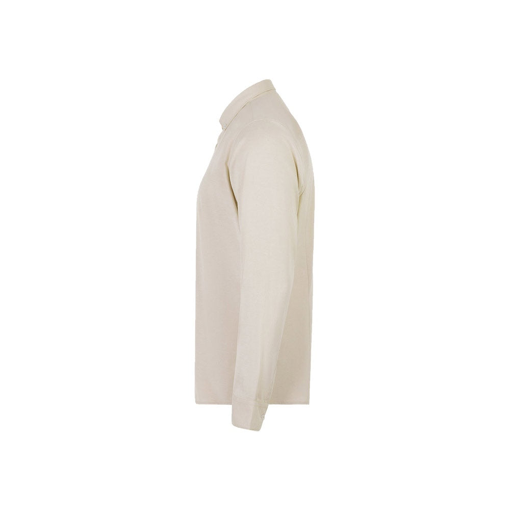 VL PRITHVI MAN promotional corporate shirt in light natural (detail view) with custom logo branding