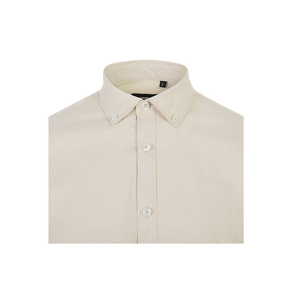 VL PRITHVI MAN promotional corporate shirt in light natural (detail view) with custom logo branding