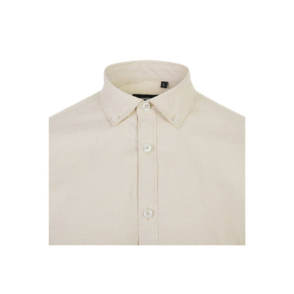 VL PRITHVI MAN promotional corporate shirt in light natural (detail view) with custom logo branding