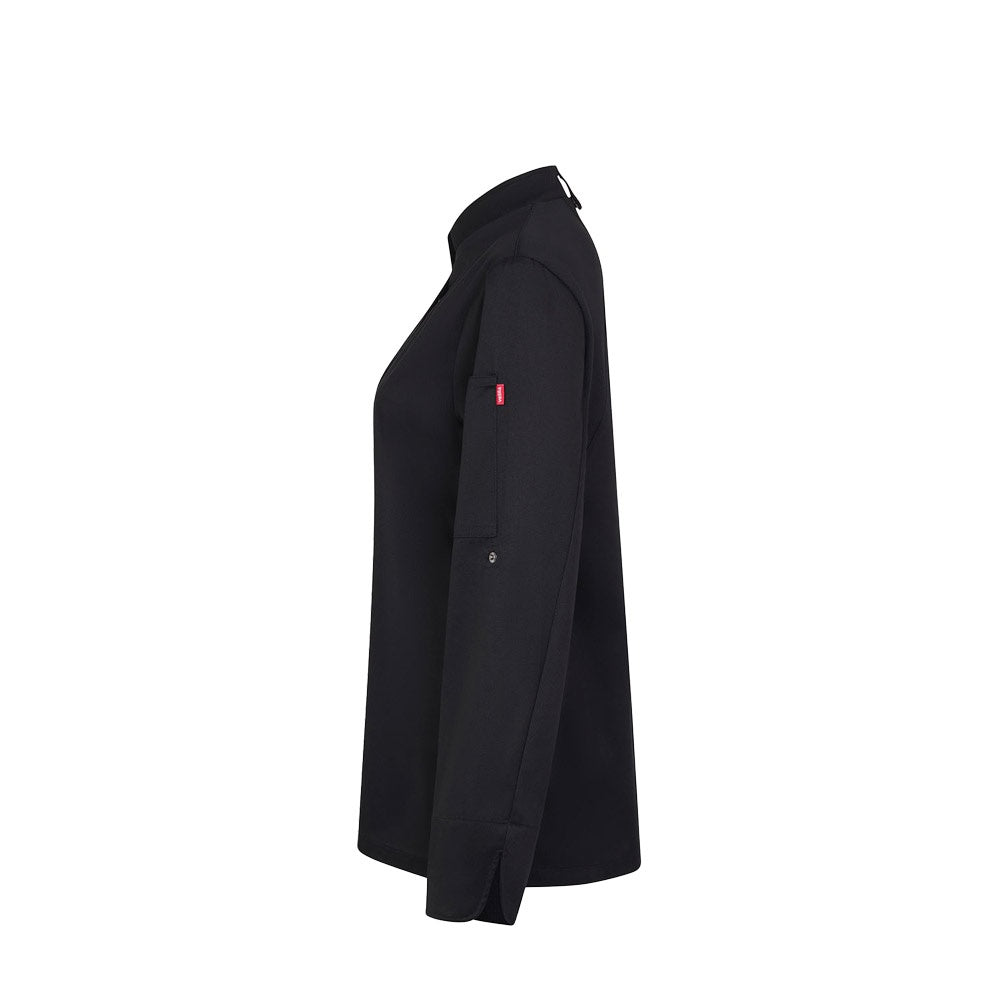 VL THOTH promotional workwear garment in black (detail view) with custom logo branding
