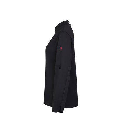VL THOTH promotional workwear garment in black (detail view) with custom logo branding