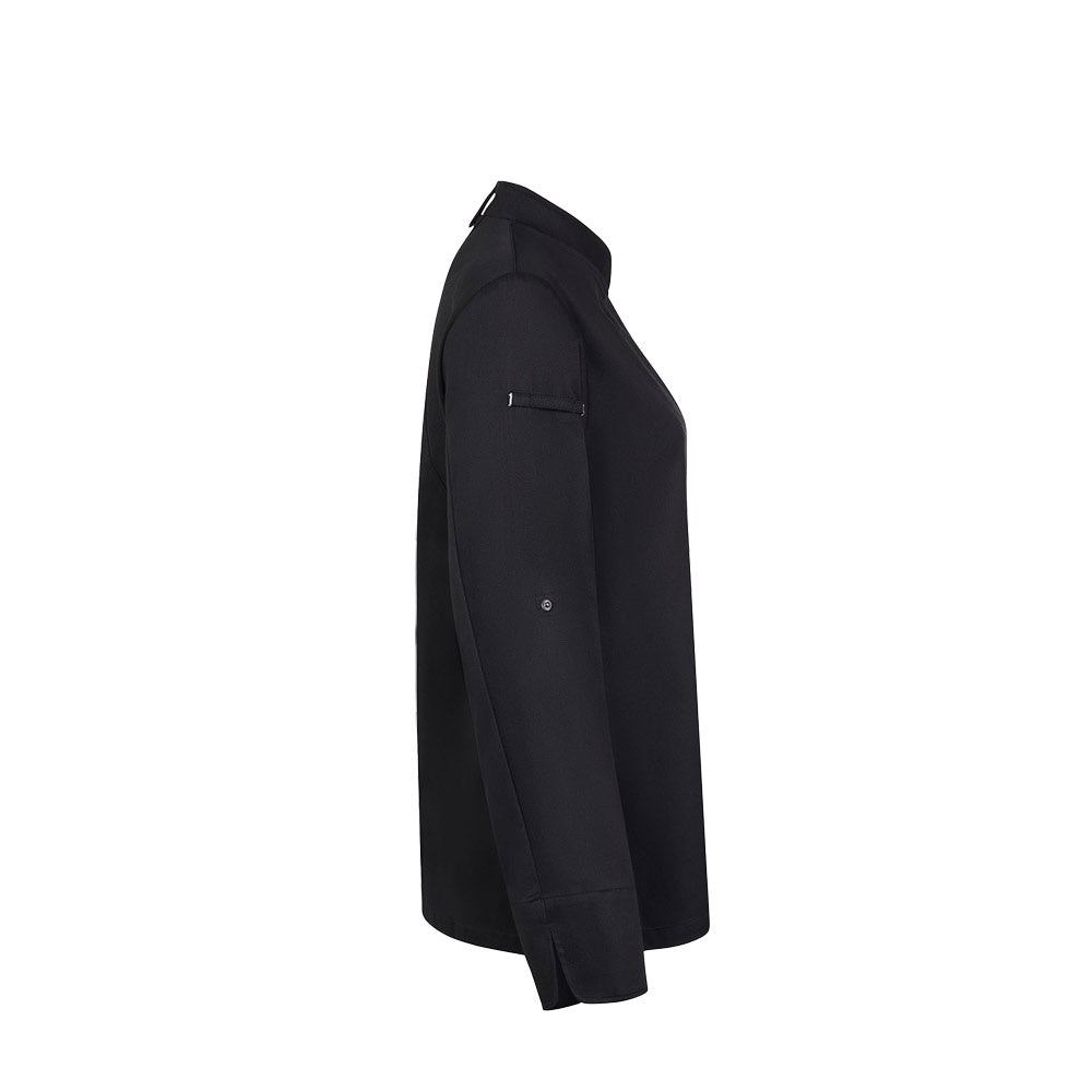 VL THOTH promotional workwear garment in black (detail view) with custom logo branding