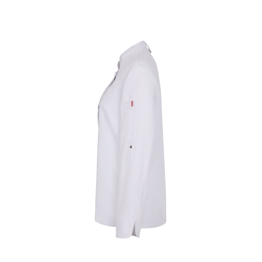 VL THOTH promotional workwear garment in white (detail view) with custom logo branding