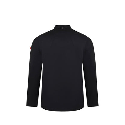 VL AGNI promotional workwear garment in black (detail view) with custom logo branding