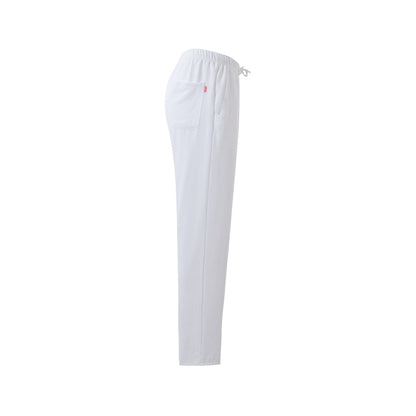 VL FREYR promotional workwear garment in white (detail view) with custom logo branding