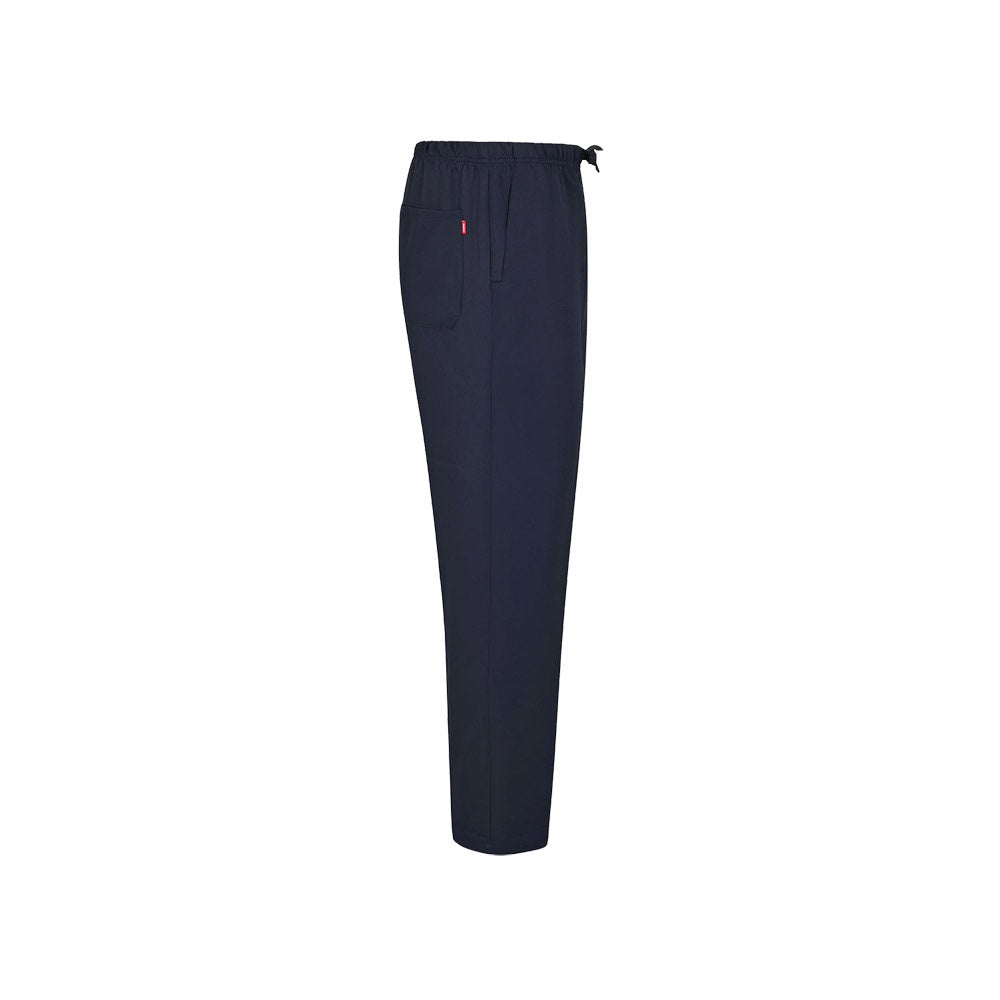 VL FREYR promotional workwear garment in navy blue (detail view) with custom logo branding