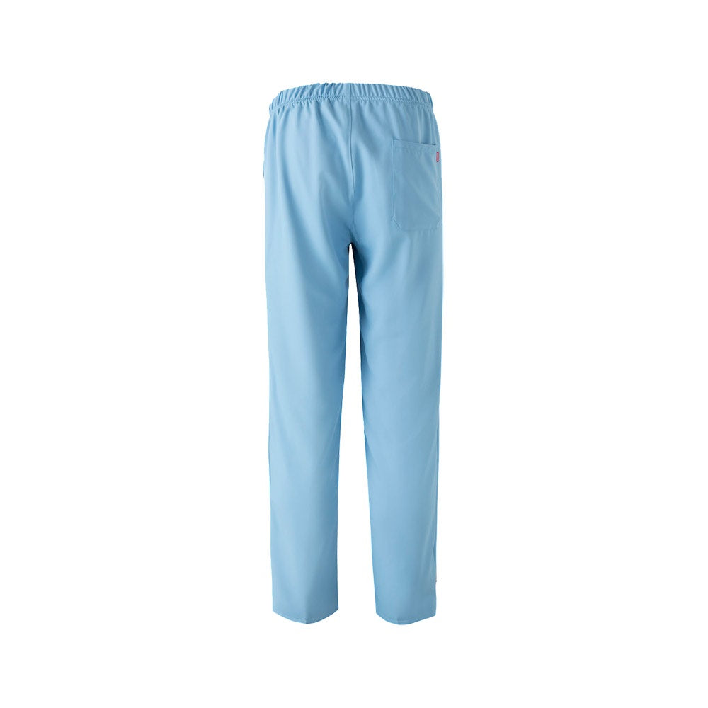 VL FREYR promotional workwear garment in pastel blue (detail view) with custom logo branding