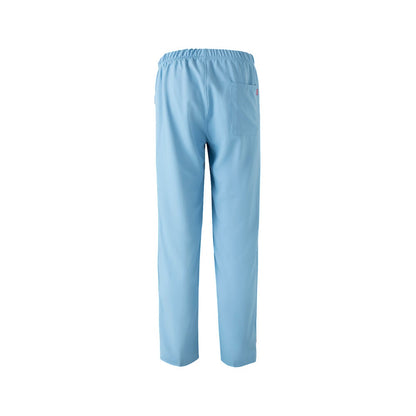 VL FREYR promotional workwear garment in pastel blue (detail view) with custom logo branding
