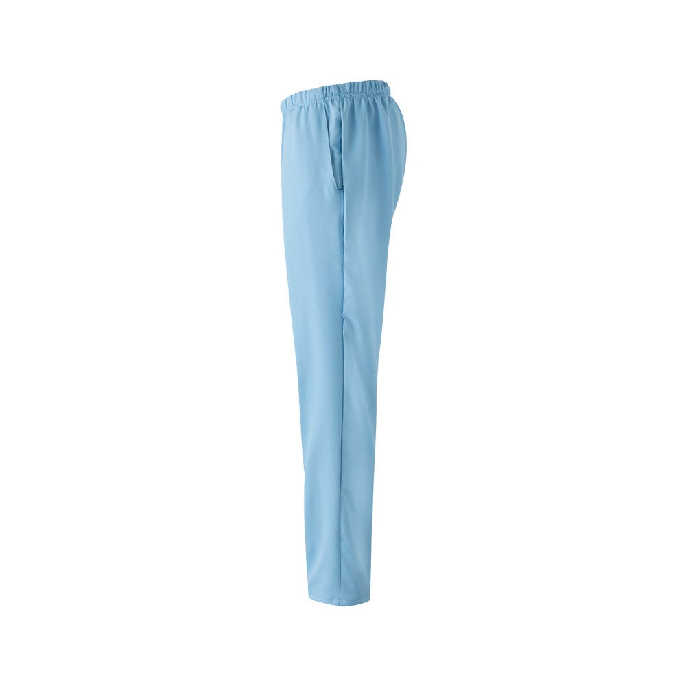 VL FREYR promotional workwear garment in pastel blue (detail view) with custom logo branding