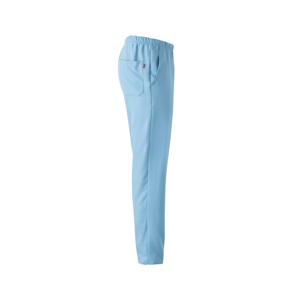 VL FREYR promotional workwear garment in pastel blue (detail view) with custom logo branding