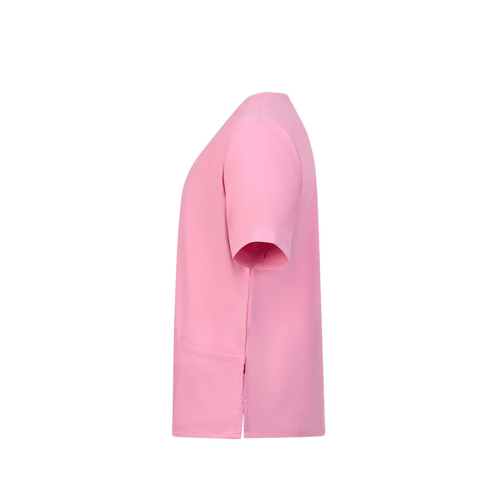VL FLORA promotional workwear garment in pink (detail view) with custom logo branding