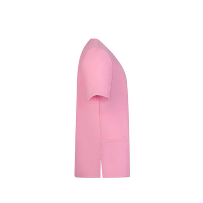 VL FLORA promotional workwear garment in pink (detail view) with custom logo branding
