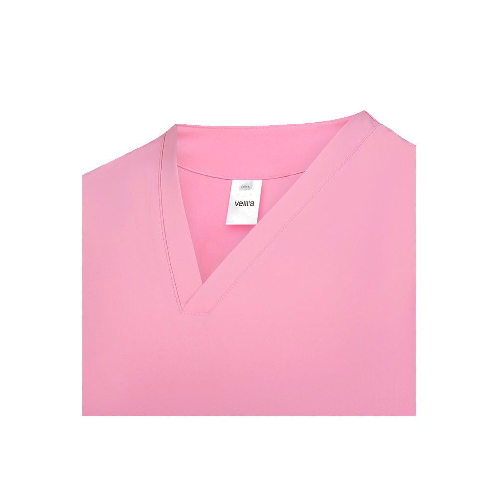 VL FLORA promotional workwear garment in pink (detail view) with custom logo branding
