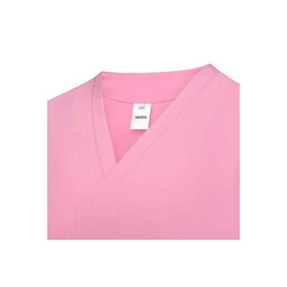 VL FLORA promotional workwear garment in pink (detail view) with custom logo branding