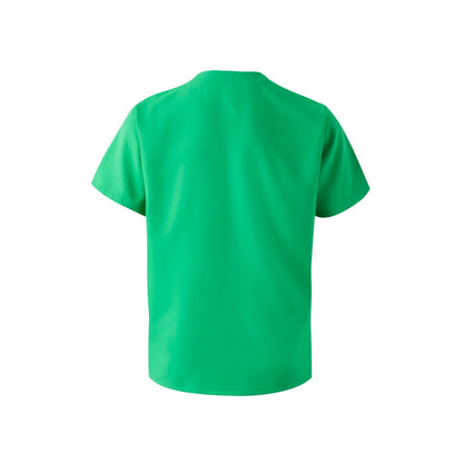 VL FLORA promotional workwear garment in green (detail view) with custom logo branding