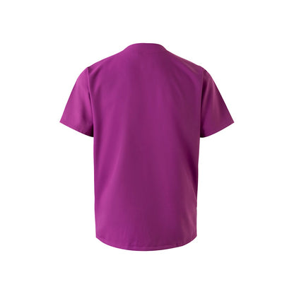 VL FLORA promotional workwear garment in dark pink (detail view) with custom logo branding
