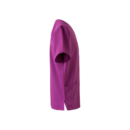 VL FLORA promotional workwear garment in dark pink (detail view) with custom logo branding