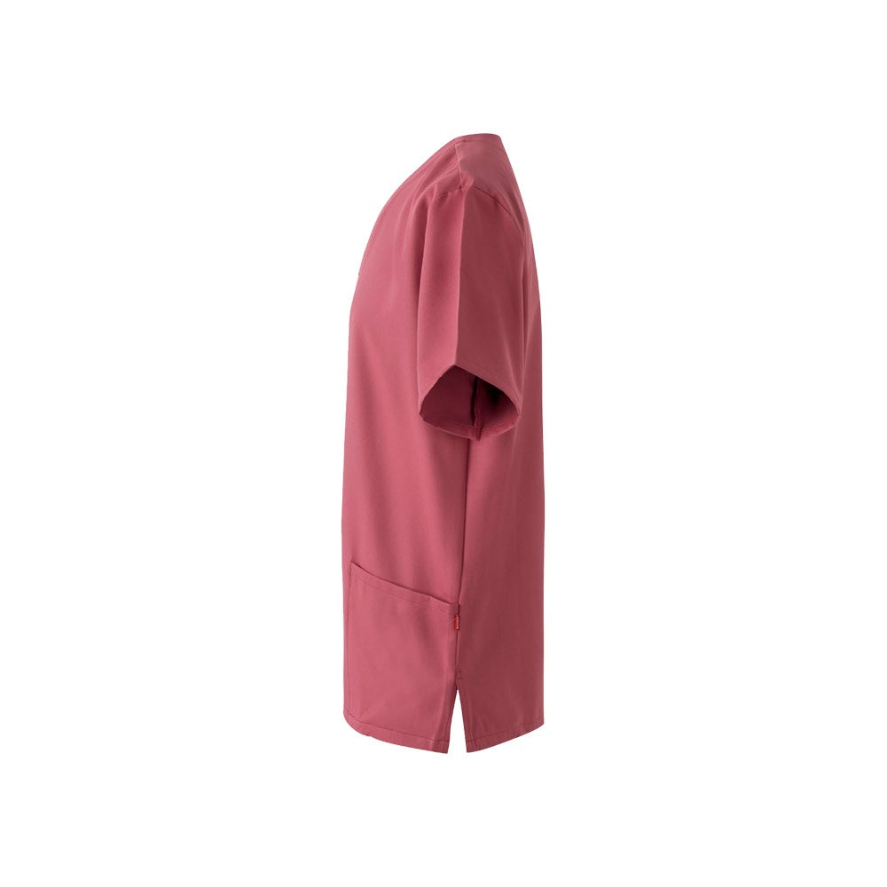 VL FLORA promotional workwear garment in pastel pink (detail view) with custom logo branding