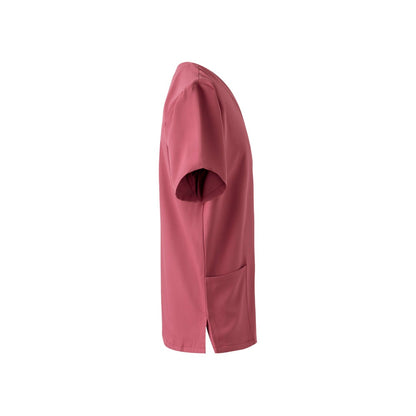 VL FLORA promotional workwear garment in pastel pink (detail view) with custom logo branding
