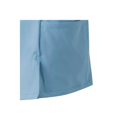 VL FLORA promotional workwear garment in pastel blue with custom logo branding
