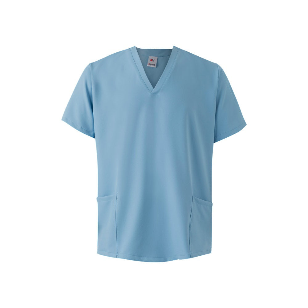 VL FLORA promotional workwear garment in pastel blue with custom logo branding