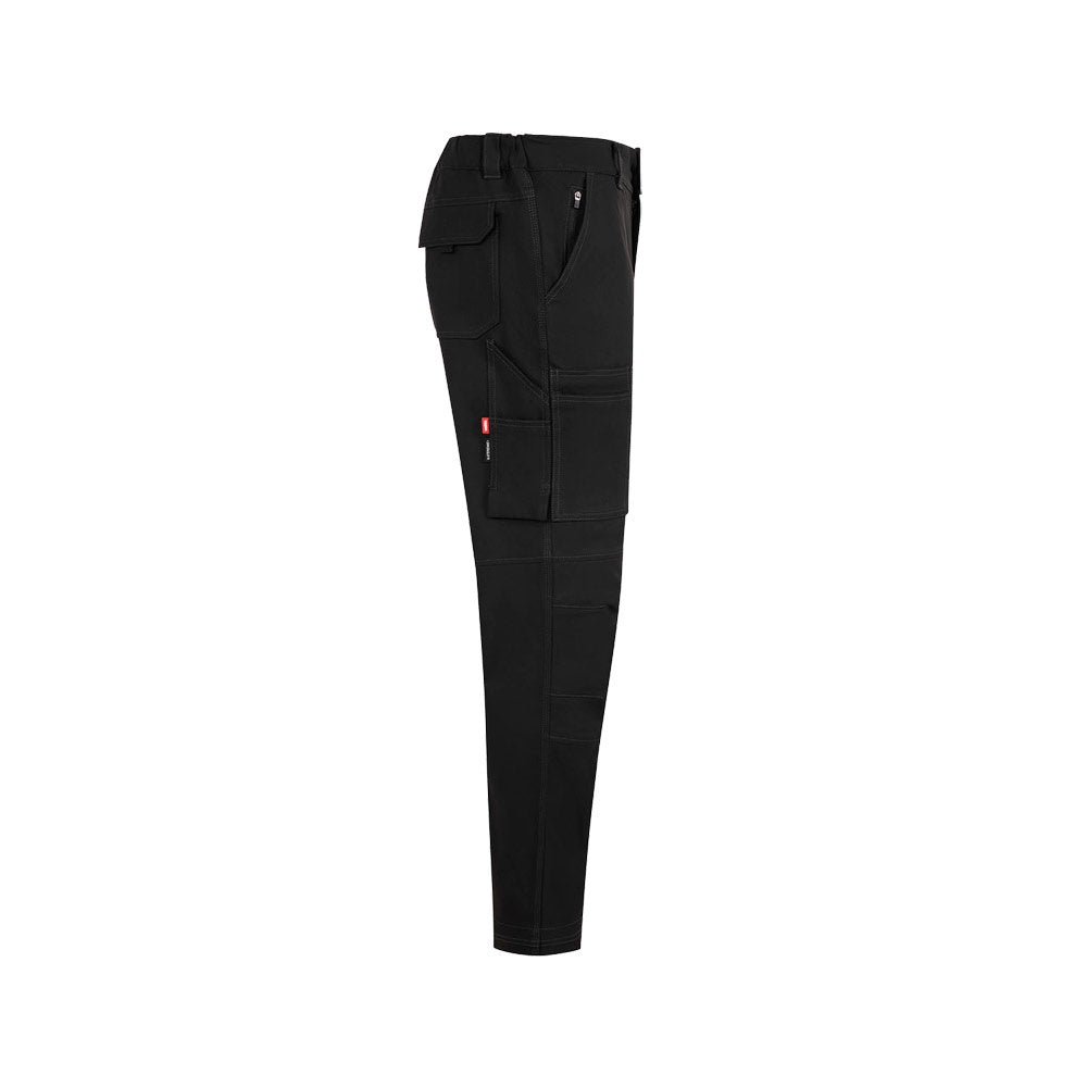 VL NYMPHS promotional workwear garment in black (detail view) with custom logo branding