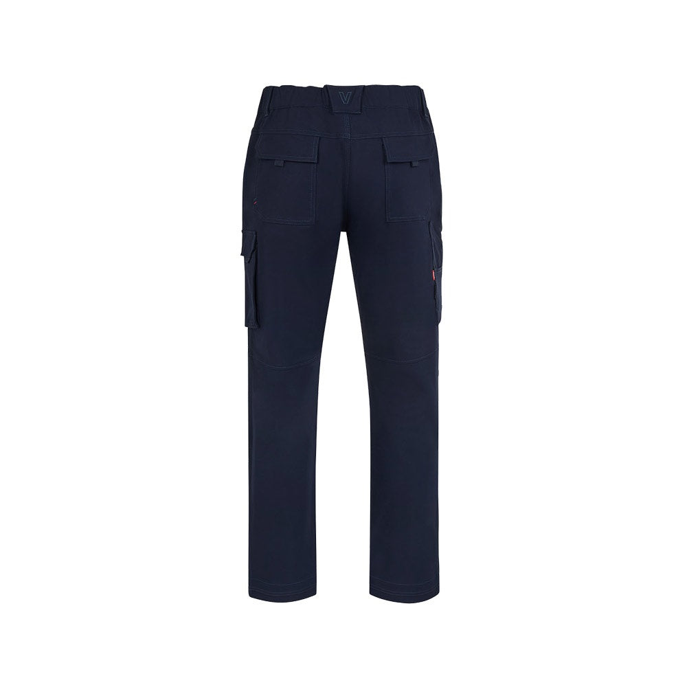 VL NYMPHS promotional workwear garment in navy blue (detail view) with custom logo branding