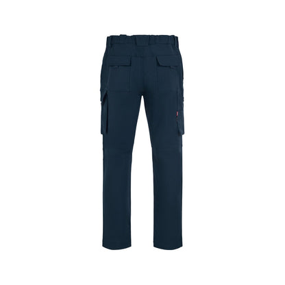 VL NYMPHS promotional workwear garment in petrol blue (detail view) with custom logo branding