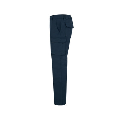 VL NYMPHS promotional workwear garment in petrol blue (detail view) with custom logo branding
