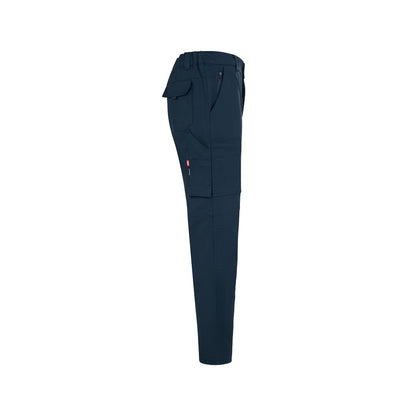 VL NYMPHS promotional workwear garment in petrol blue (detail view) with custom logo branding