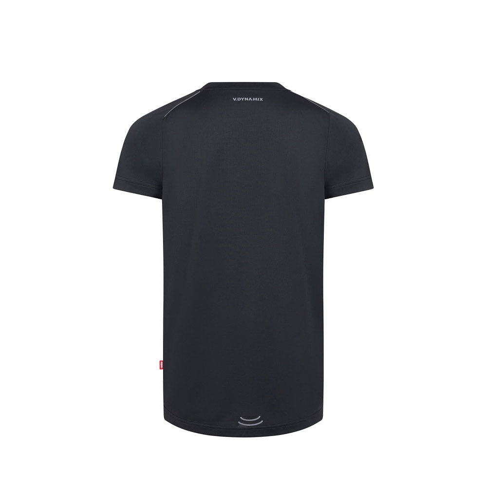 VL RHEA promotional t-shirt in grey (detail view) with custom logo branding