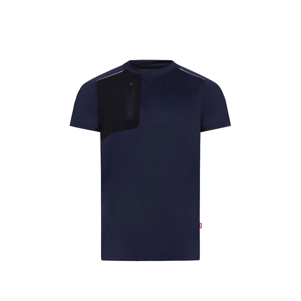 VL RHEA promotional t-shirt in navy blue with custom logo branding