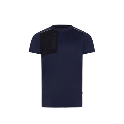 VL RHEA promotional t-shirt in navy blue with custom logo branding