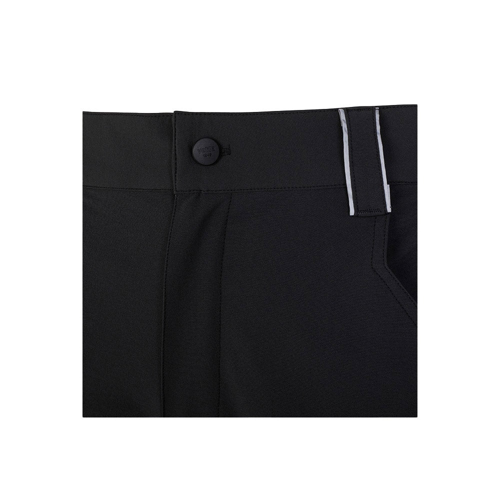VL SELENE promotional workwear garment in black (detail view) with custom logo branding