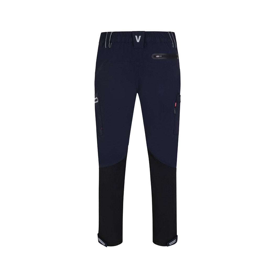 VL SELENE promotional workwear garment in navy blue (detail view) with custom logo branding