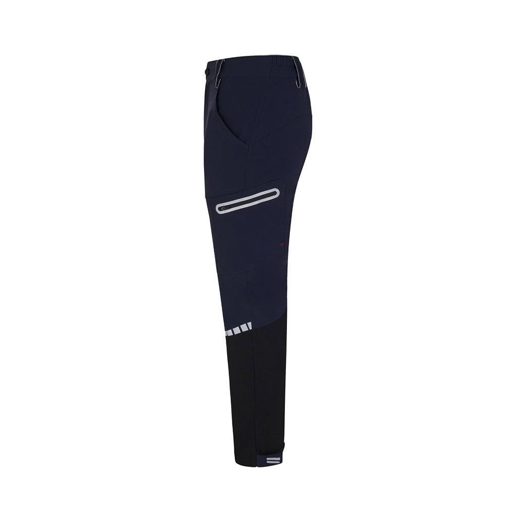VL SELENE promotional workwear garment in navy blue (detail view) with custom logo branding