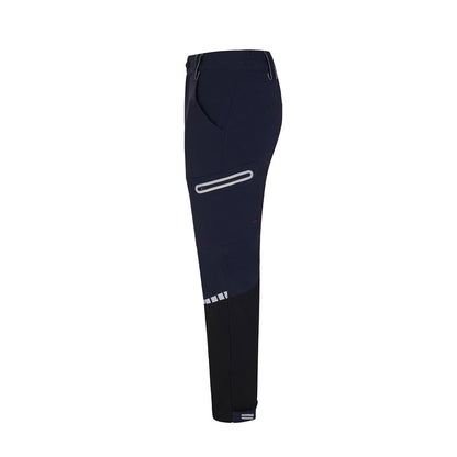 VL SELENE promotional workwear garment in navy blue (detail view) with custom logo branding