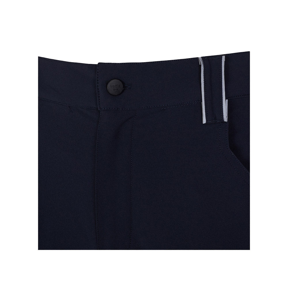 VL SELENE promotional workwear garment in navy blue (detail view) with custom logo branding