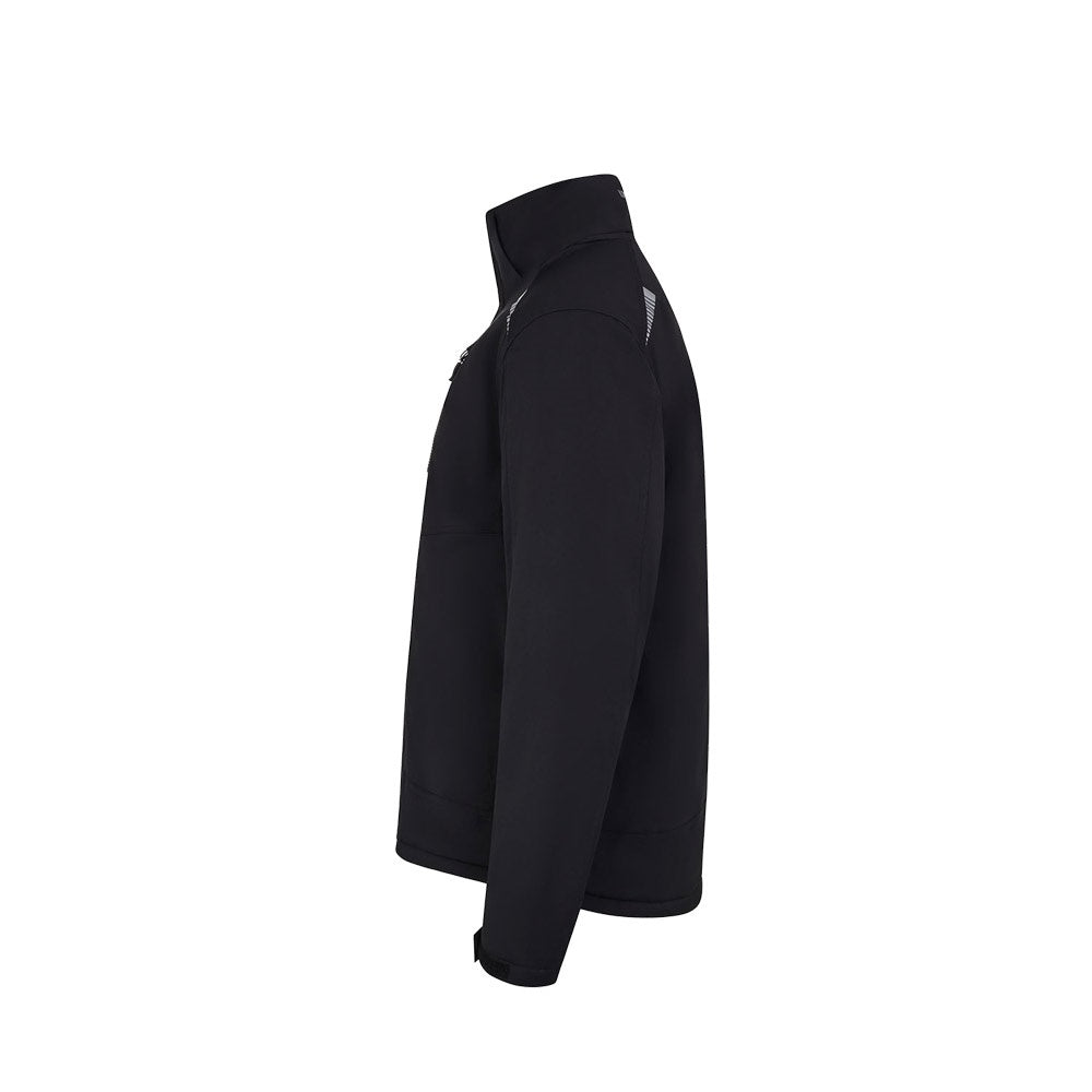 VL NYX promotional jacket in black (detail view) with custom logo branding