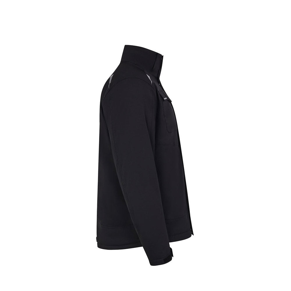 VL NYX promotional jacket in black (detail view) with custom logo branding