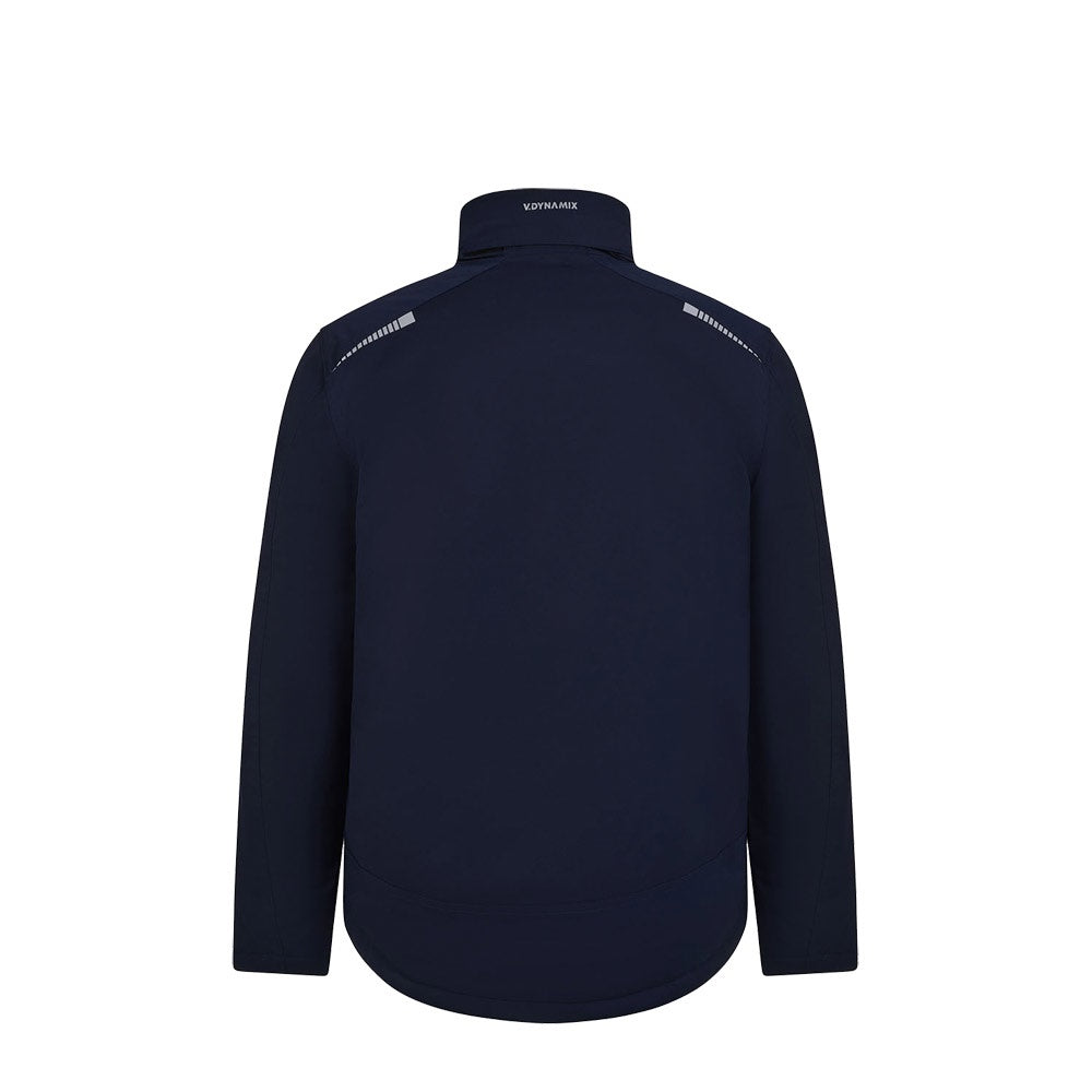 VL NYX promotional jacket in navy blue (detail view) with custom logo branding